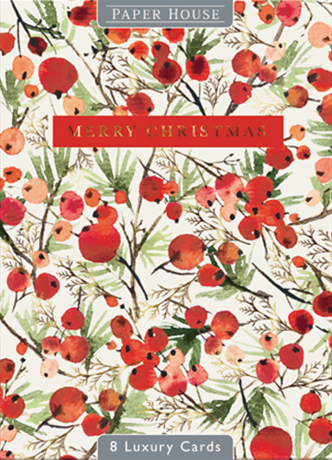 Set 8 felicitari - Luxury Red Berry Branches, doua modele | Great British Card Company - 2 | YEO