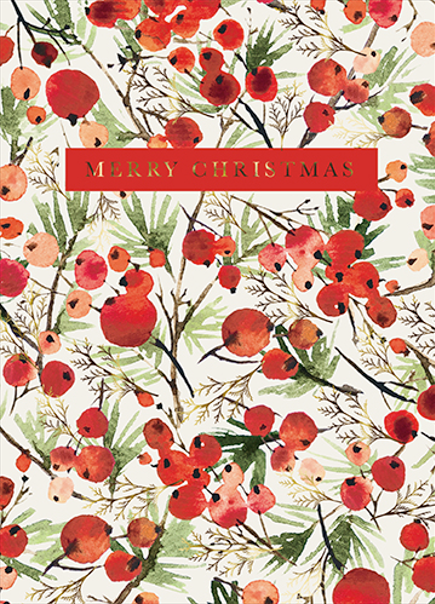 Set 8 felicitari - Luxury Red Berry Branches, doua modele | Great British Card Company - 1 | YEO