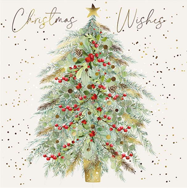 Set 10 felicitari - Xmas Tree With Red Berries | Great British Card Company