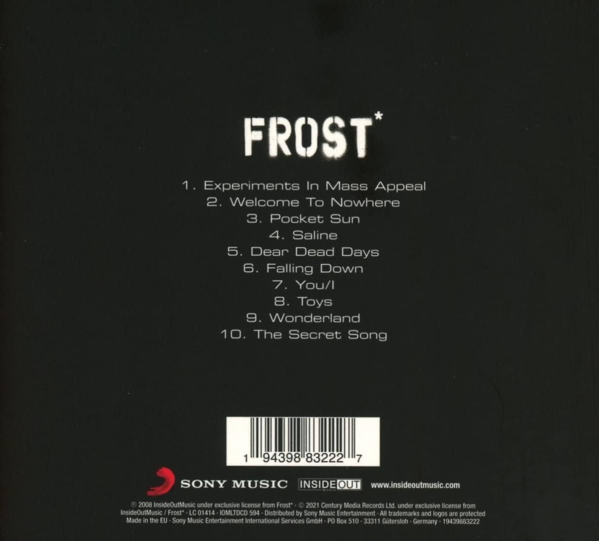 Experiments In Mass Appeal (Digipak) | Frost