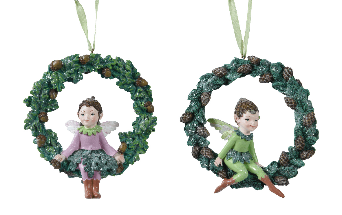 Ornament brad - Fairy Polyresin Wreath, doua modele | Kaemingk