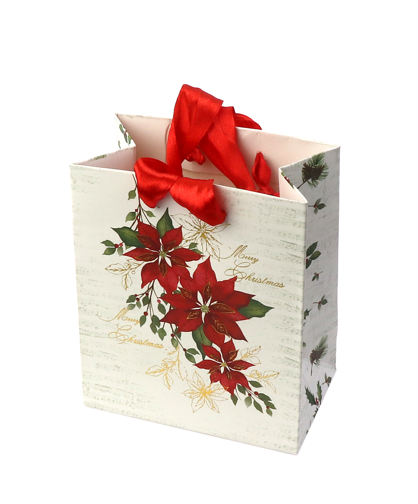 Punga de cadou - Poinsettia Merry Christmas, XS | Gifts and Craft