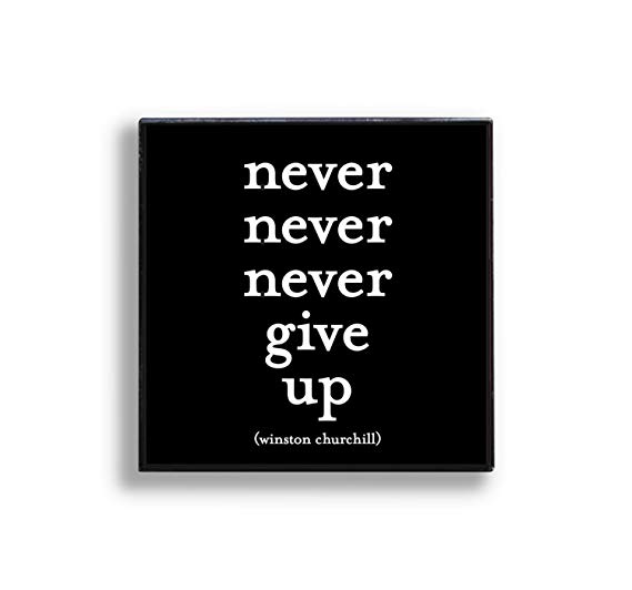 Insigna - Never give up | Quotable Cards