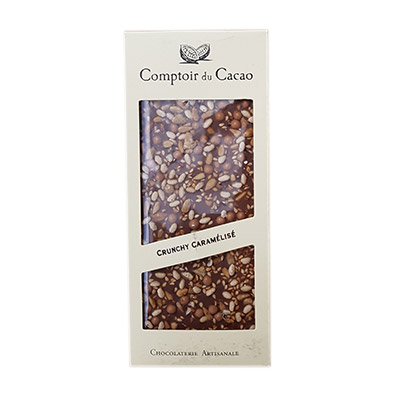 Ciocolata cu lapte si seminte caramelizate | Comptoir du Cacao