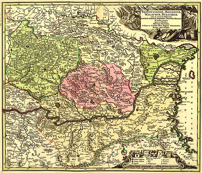 Harta Transilvania, Moldova si Valahia 1730 | imagine 2022