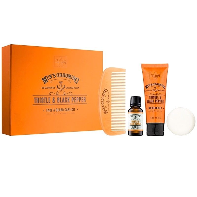 Set cosmetice - Thistle & Black Pepper, Men Grooming Face & Beard Care Kit | The Scottish Fine Soaps Company
