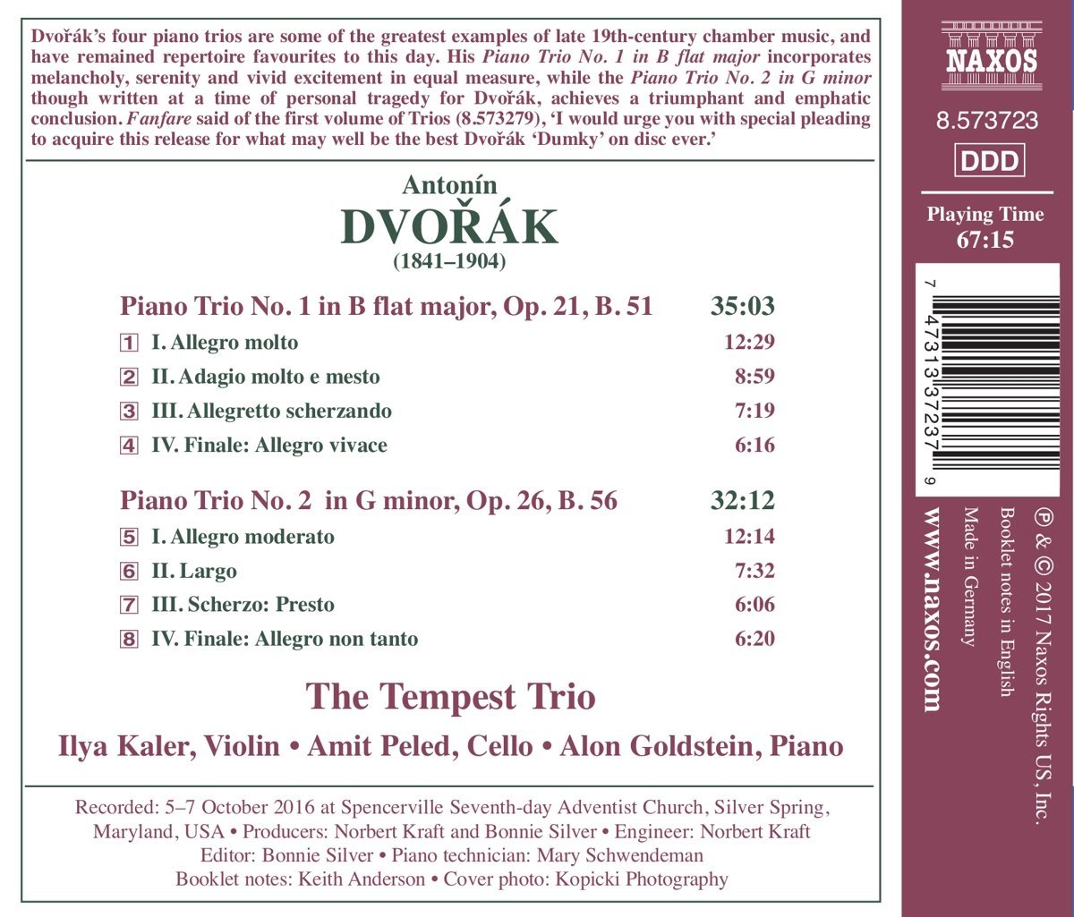 Piano Trios - Vol. 2 | The Tempest Trio, Antonin Dvoak - 1 | YEO