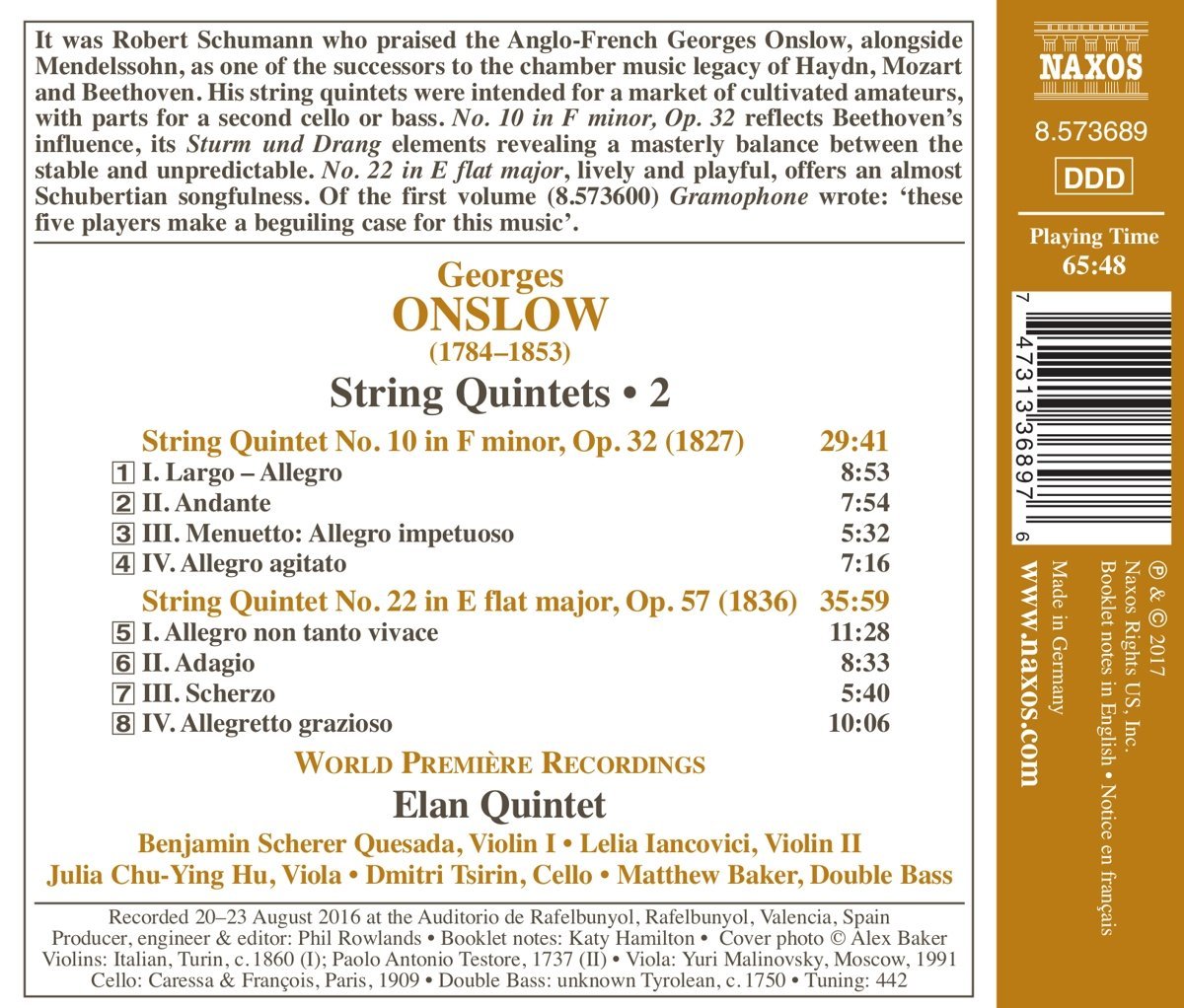 String Quintets | Elan Quintet, Georges Onslow - 1 | YEO