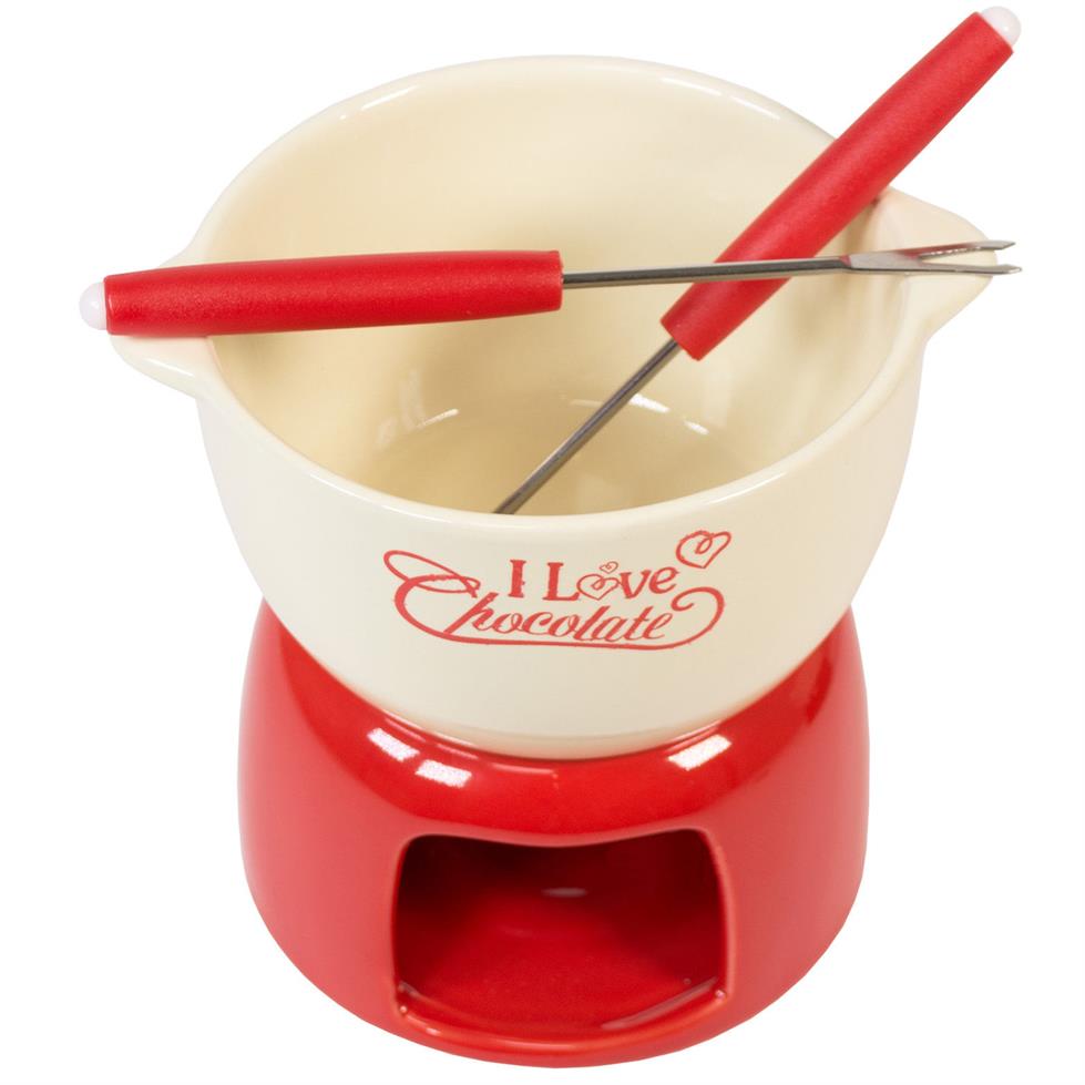 Set pentru fondue de ciocolata - I Love Chocolate - Doua culori | Lesser & Pavey