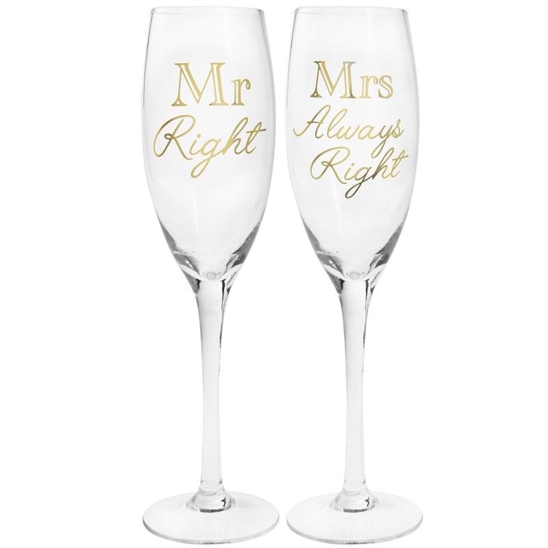 Set 2 pahare sampanie - Mr Right & Mrs Always Right | Lesser & Pavey