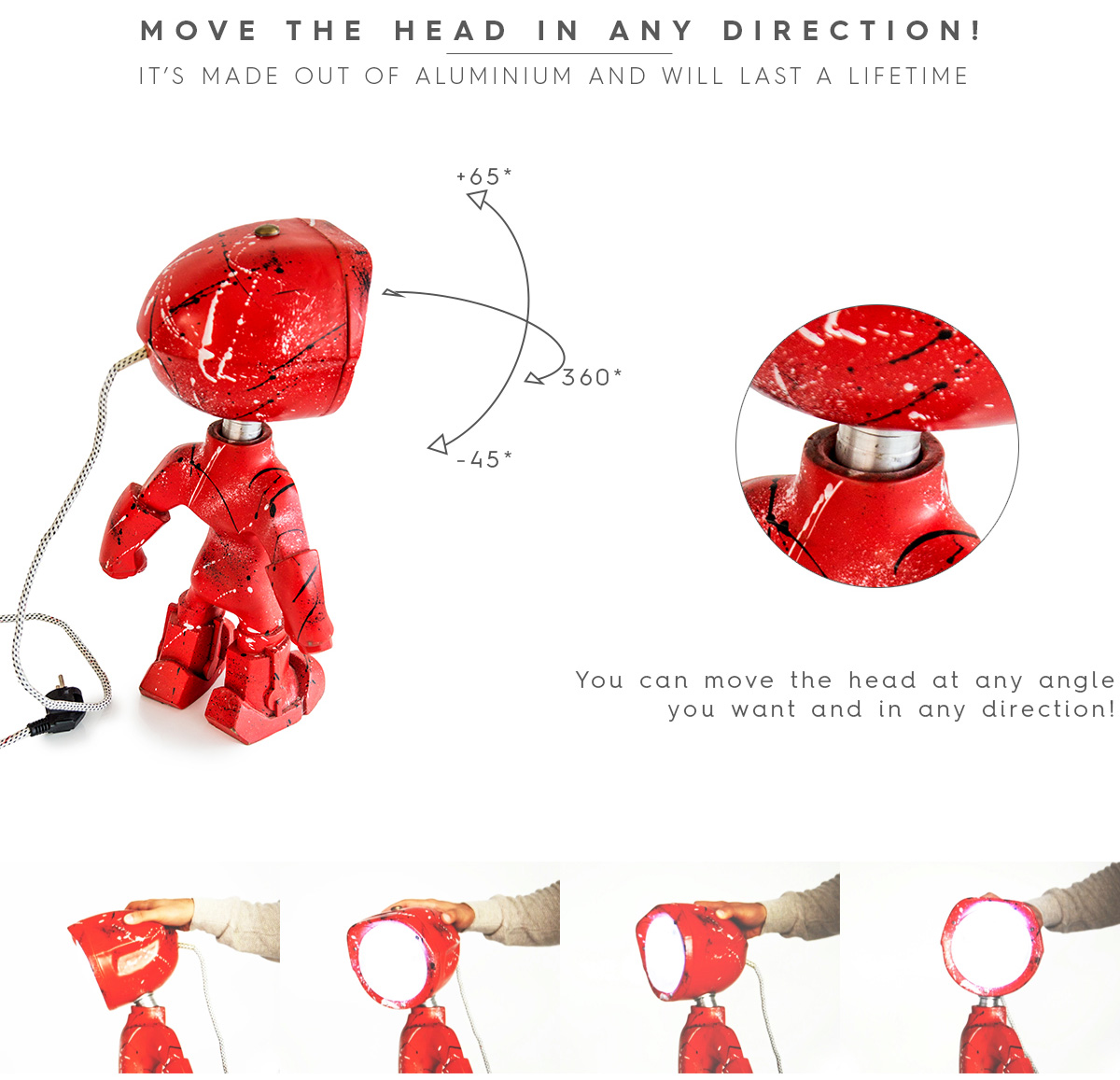 Lampa rosie - The Lampster Artsy Red | The Lampster - 2 | YEO