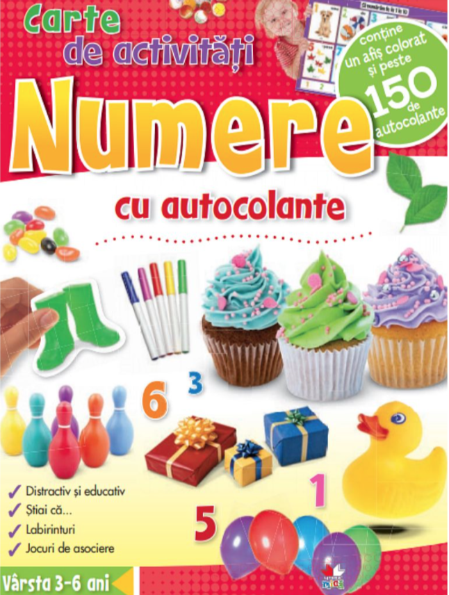  Numere. Carte de activitati cu autocolante |  