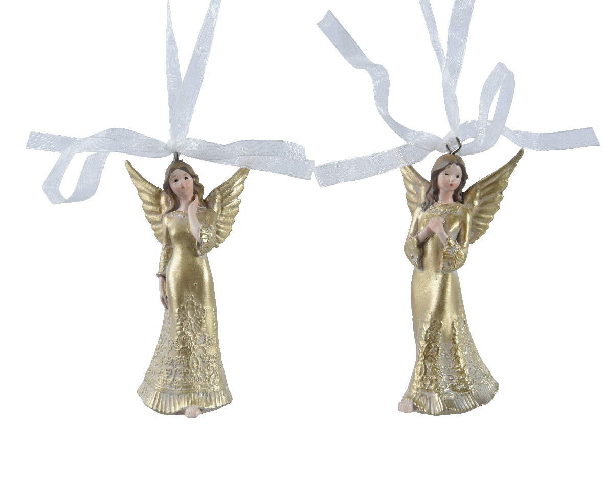 Ornament brad - Angel Polyresin - Cream-Gold - doua modele - pret pe bucata