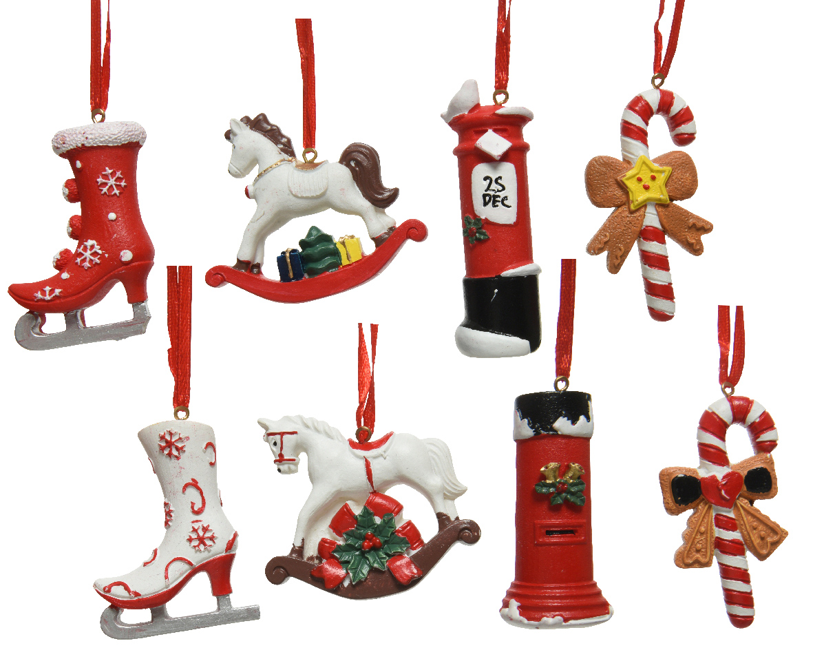 Ornament brad - Xmas Figure Polyresin Red - mai multe modele - pret pe bucata