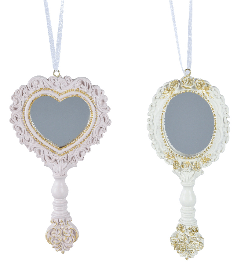 Ornament brad - Polyresin Mirror Glittler - Champagne, doua modele | Kaemingk