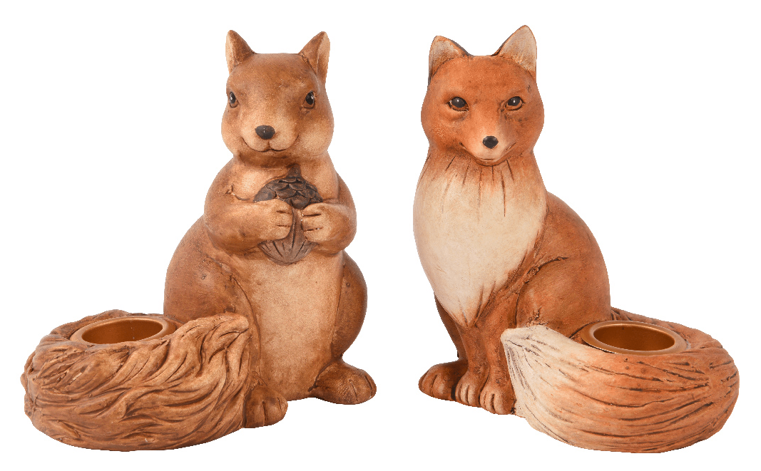 Suport lumanare - Terracotta Fox-Squirrel - Brown, doua modele