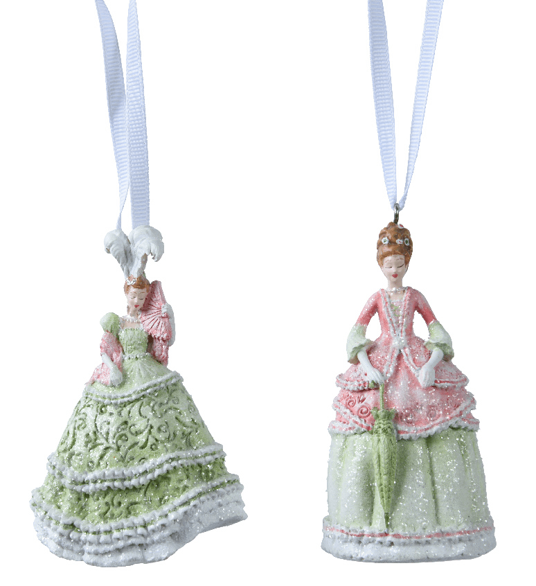 Ornament brad - Polyresin Lady Umbrella, Fan - doua modele - pret pe bucata | Kaemingk