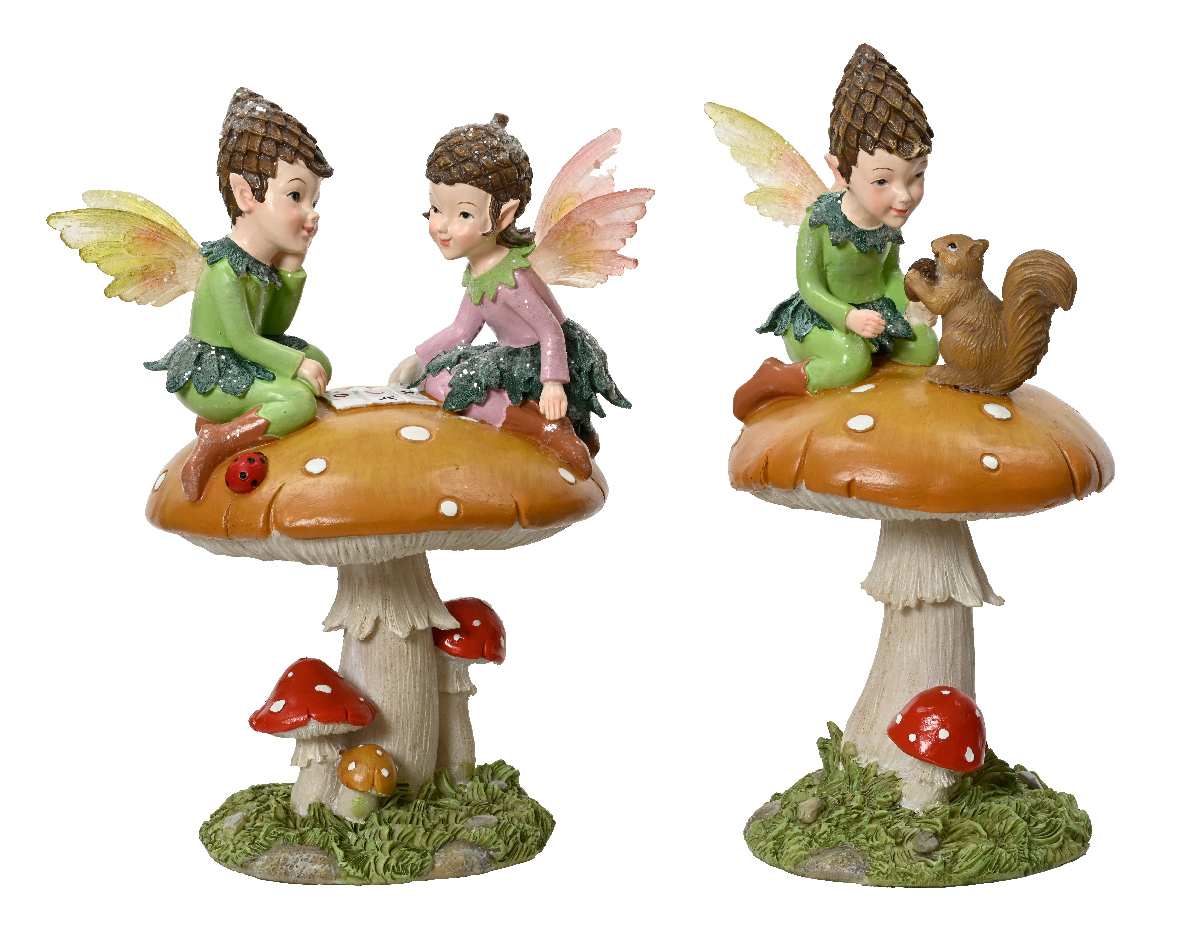 Figurina decorativa - Polyresin Mushroom Fairy, doua modele