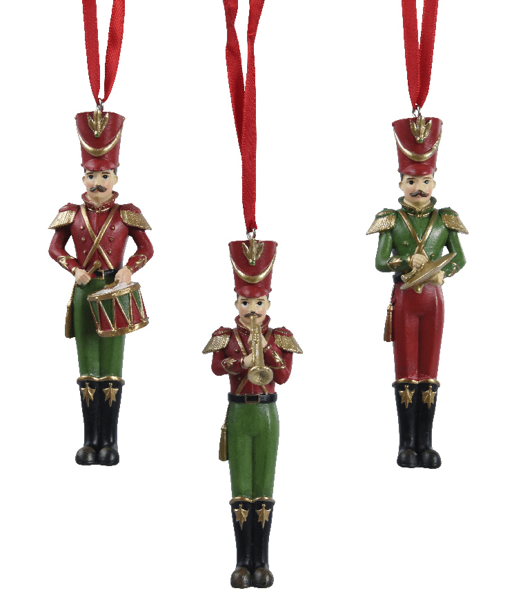 Ornament brad - Polyresin Soldier Drum-Cymbals-Trumpet, mai multe modele