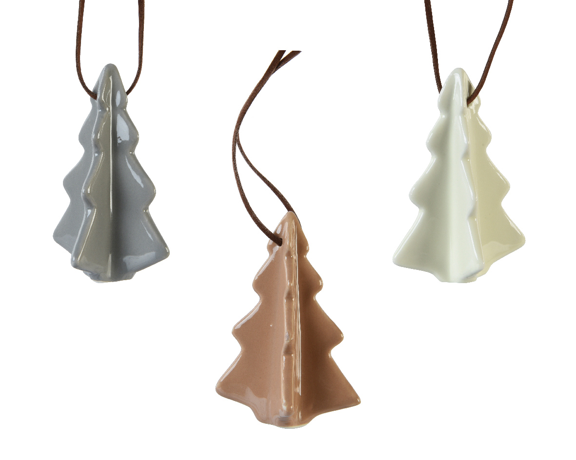 Ornament brad - Porcelain Christmas Tree Hanger - mai multe culori - pret pe bucata | Kaemingk