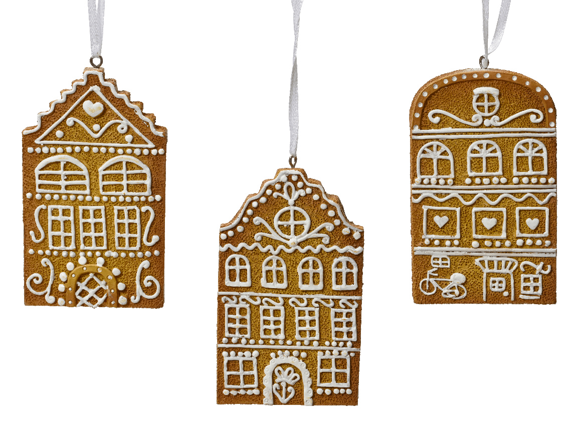 Ornament brad - House Polyresin Flat - Biscuit, mai multe modele