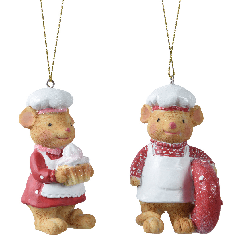 Ornament brad - Polyresin Mouse Red - doua modele - pret pe bucata