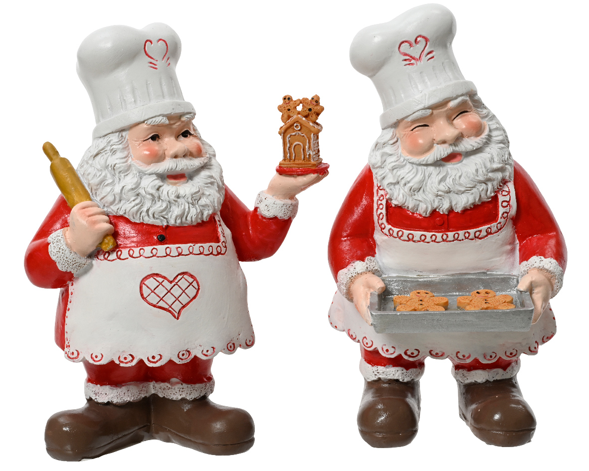 Figurina decorativa - Polyresin Baking Santa, doua modele