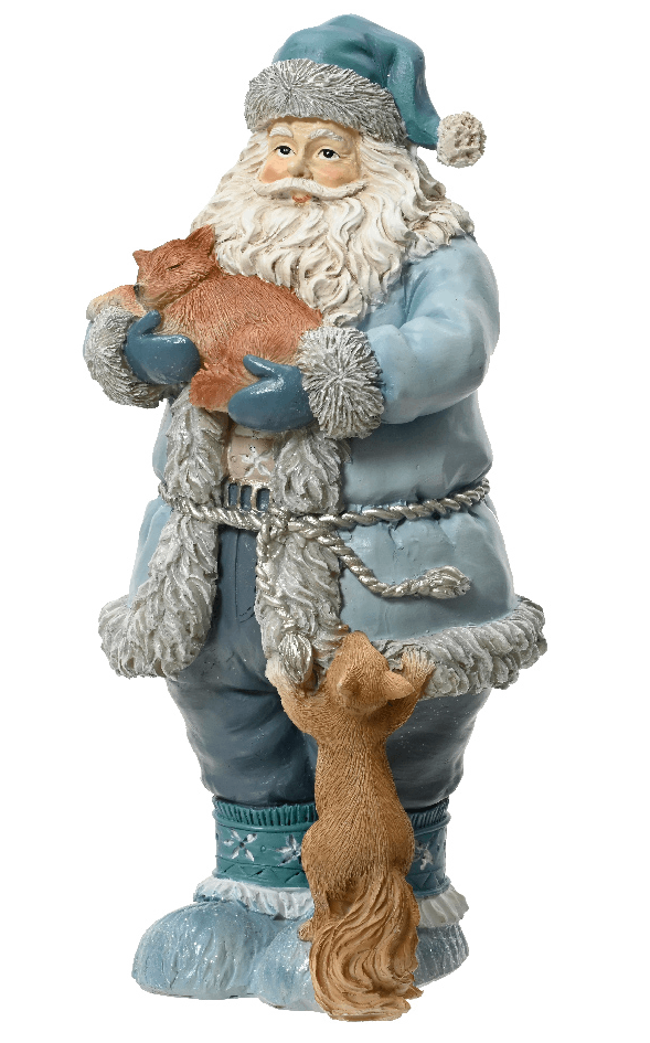 Figurina decorativa - Polyresin Santa Fox-Squirrel - Blue | Kaemingk