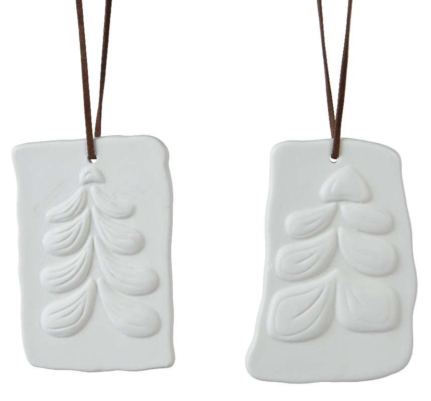 Ornament brad - Porcelain Matt Finish Abstract Hanger Off-White - doua modele - pret pe bucata | Kaemingk