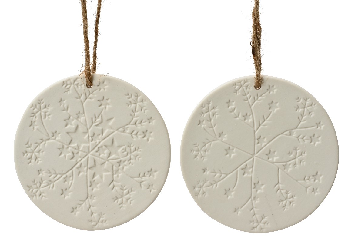 Ornament brad - Snowflake Porcelain Matt - doua modele - pret pe bucata | Kaemingk