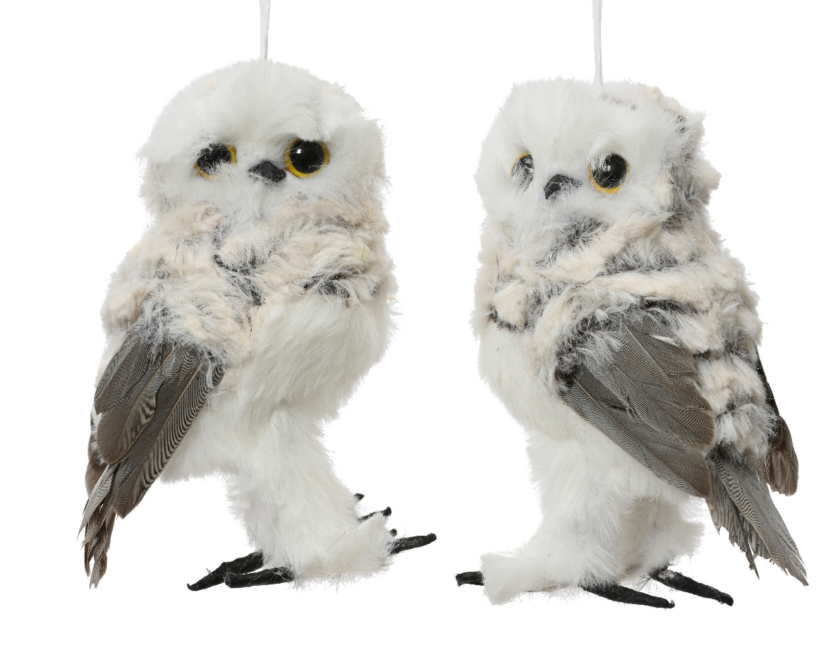 Ornament brad - Owl Artificial Fur Feathers, doua modele