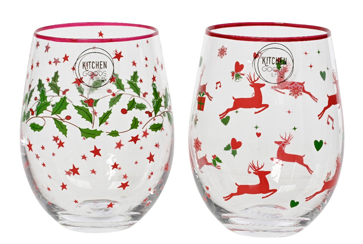 Pahar - Reindeer and Holly Leave - doua modele - pret pe bucata