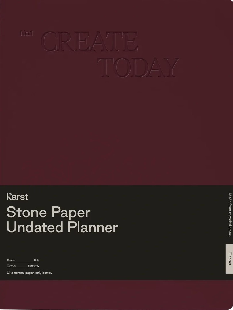 Agenda B5 - Stone Paper - Undated Planner, Softcover - Burgundy | Karst