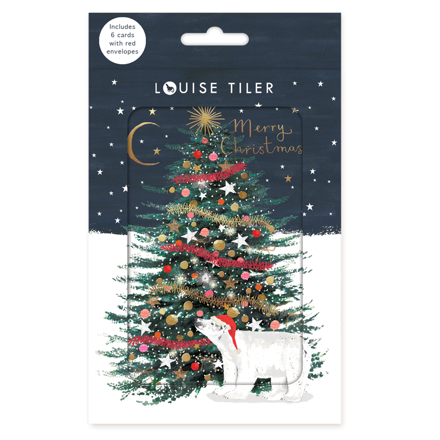Set 6 felicitari Craciun - Tree & Bear | Louise Tiler Designs