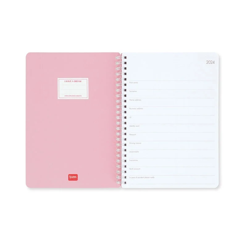 Agenda 2024 - 12 Month Weekly Diary - Large - Spiral Bound - Waves | Legami - 1 | YEO