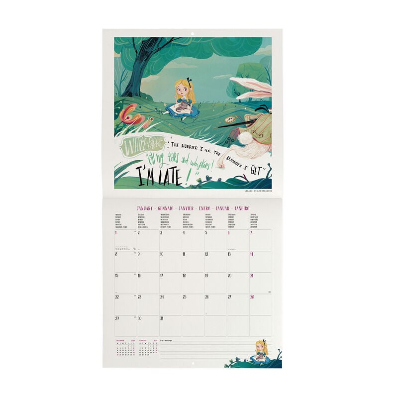 Calendar de perete 2024 - Alice in Wonderland, 30x29 cm | Legami