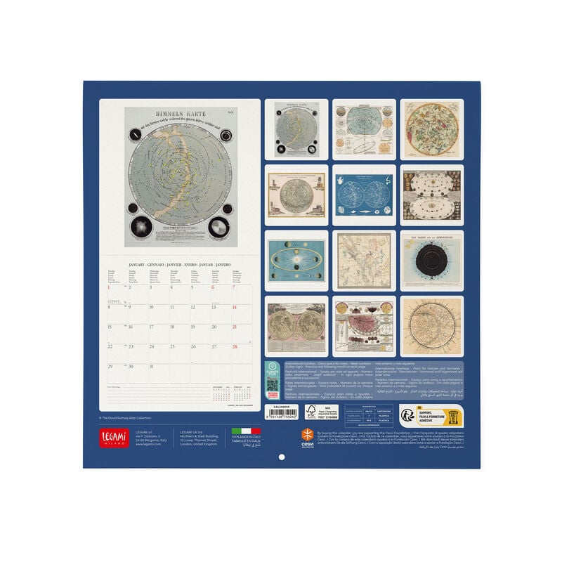 Calendar de perete 2024 - Celestial Maps, 30x29 cm | Legami - 1 | YEO