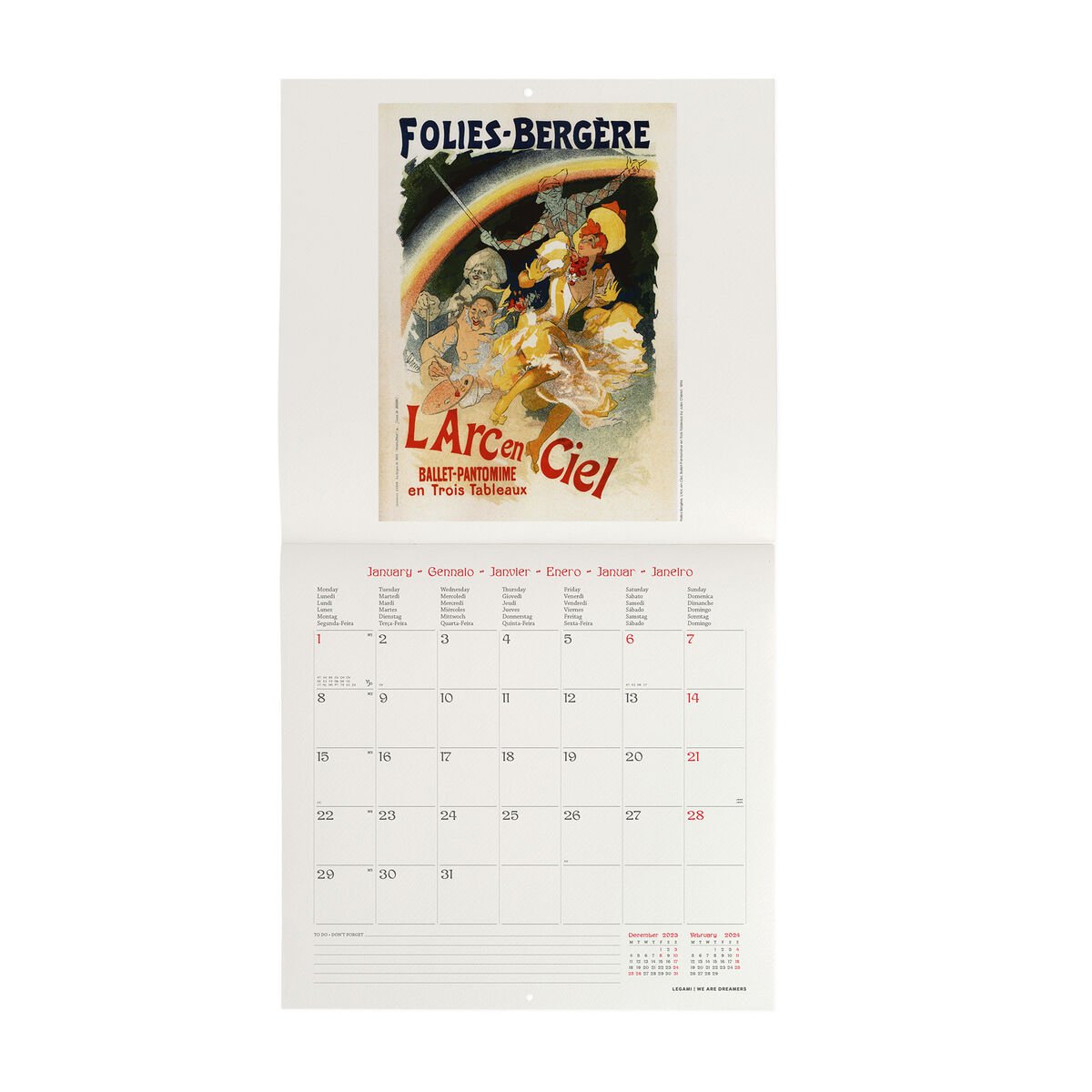 Calendar de perete 2024 - Belle Epoque, 30x29 cm | Legami