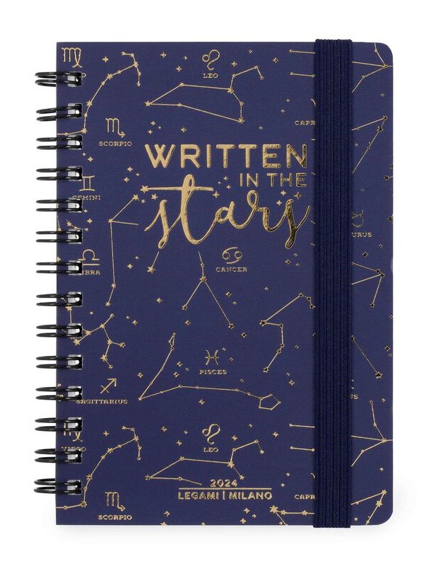 Agenda 2024 - 12 Month Weekly Diary - Small - Spiral Bound - Stars