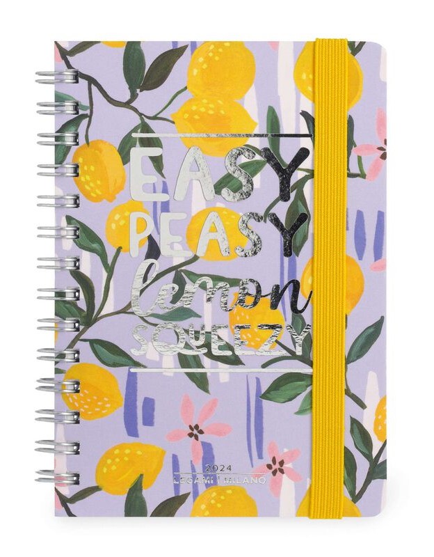 Agenda 2024 - 12 Month Weekly Diary - Small - Spiral Bound - Lemon