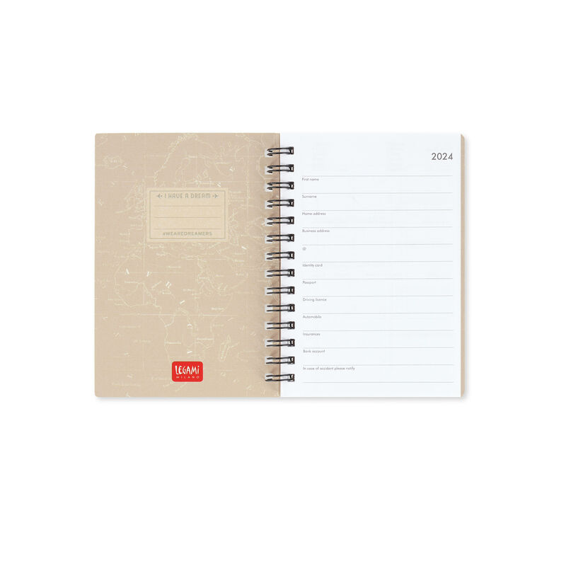 Agenda 2024 - 12 Month Weekly Diary - Small - Spiral Bound - Travel | Legami - 1 | YEO