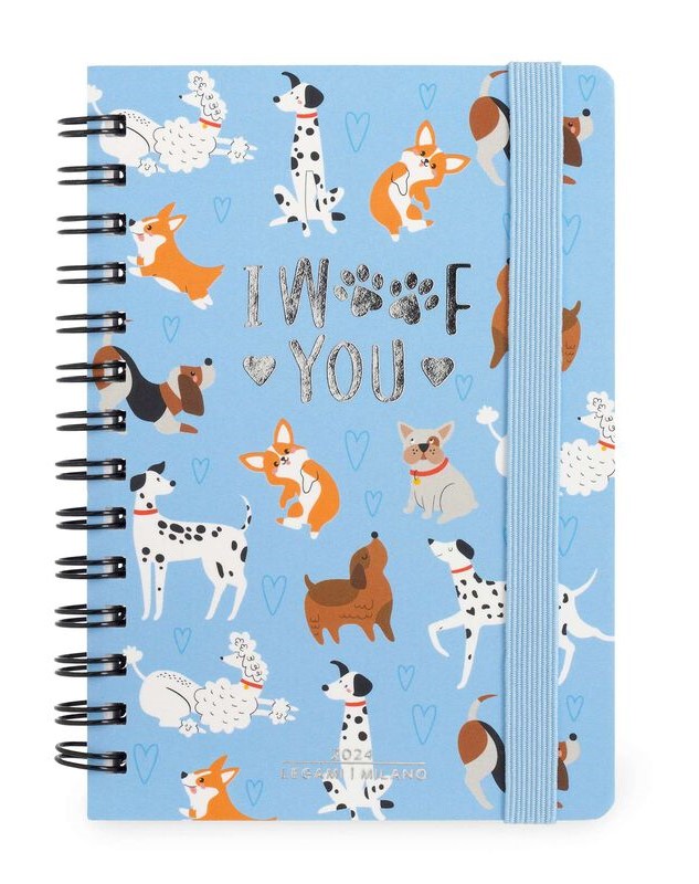Agenda 2024 - 12 Month Weekly Diary - Small - Spiral Bound - Dogs