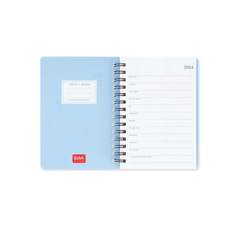 Agenda 2024 - 12 Month Weekly Diary - Small - Spiral Bound - Dogs | Legami - 1 | YEO