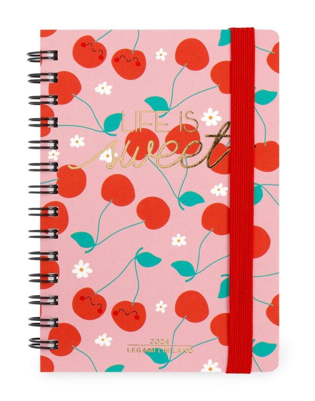 Agenda 2024 - 12 Month Weekly Diary - Small - Spiral Bound - Cherry