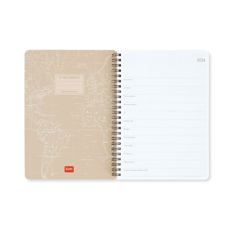 Agenda 2024 - 12 Month Weekly Diary - Large - Spiral Bound - Travel | Legami - 1 | YEO