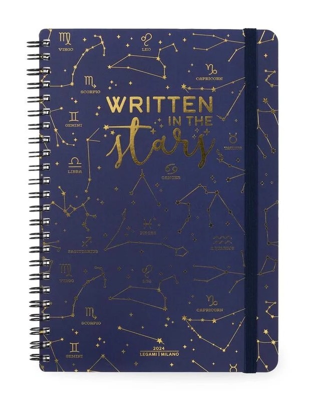 Agenda 2024 - 12 Month Weekly Diary - Large - Spiral Bound - Stars