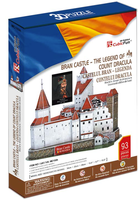 Puzzle 3D - Castelul Bran, 93 piese | CubicFun