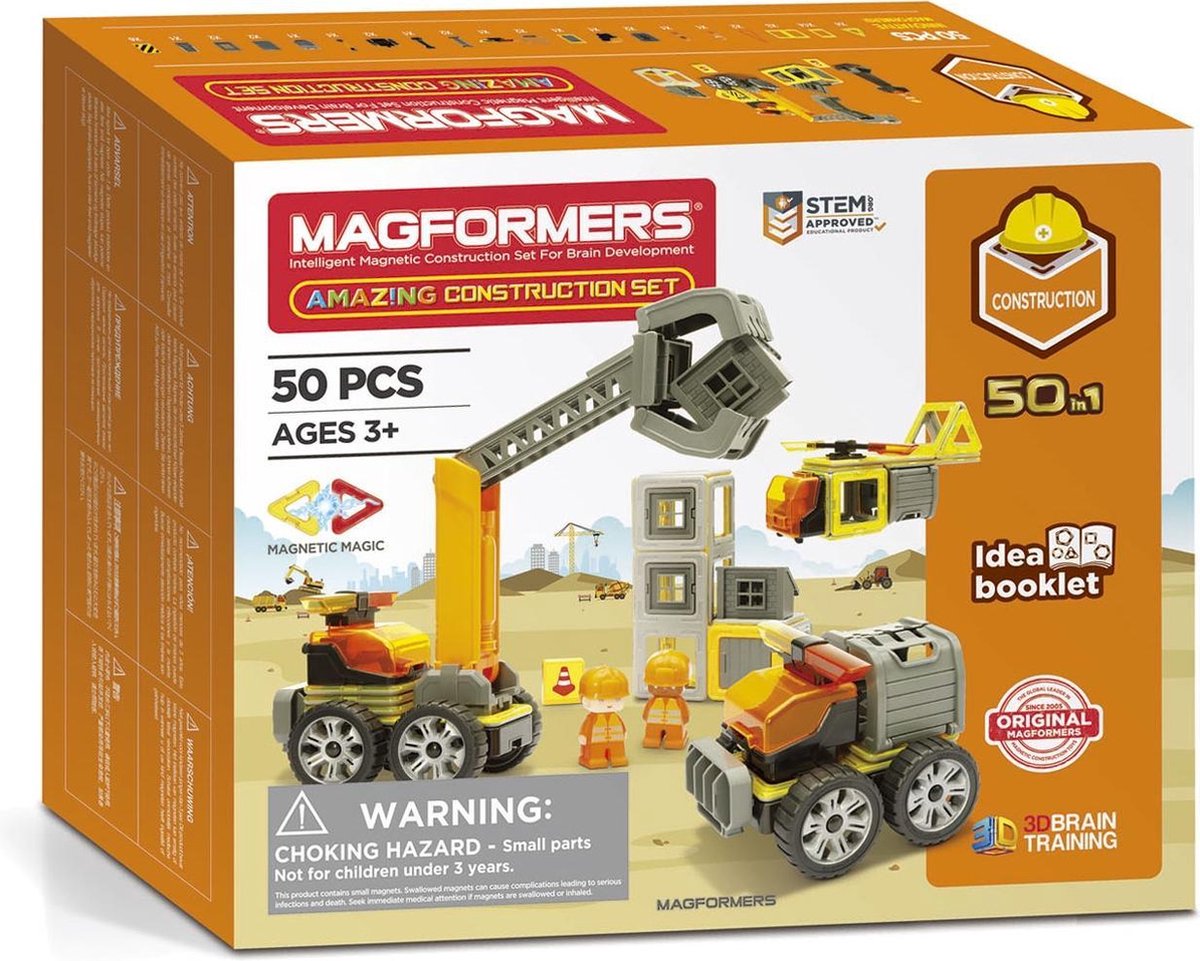 Set de constructie magnetic - Amaizing Construction, 50 piese | Magformers