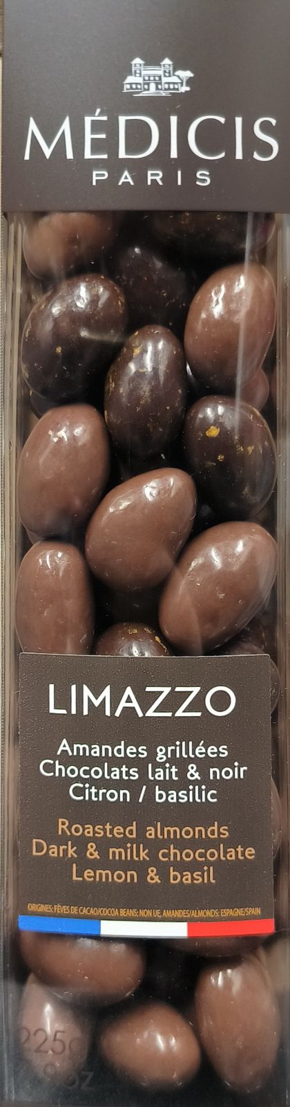 Bomboane cu migdale glazurate in 2 tipuri de ciocolata cu lamaie si busuioc - Limazzo 225g | Medicis