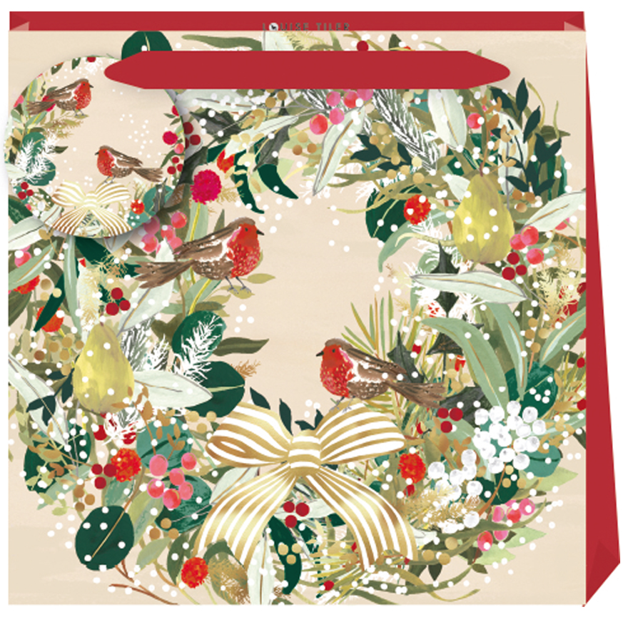 Punga de cadou - Medium - Evergreen Wreath - Cream | Penny Kennedy